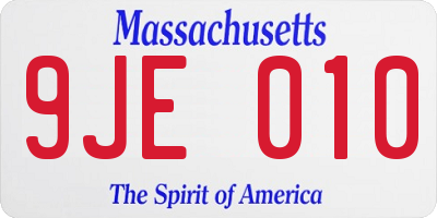 MA license plate 9JE010