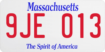 MA license plate 9JE013