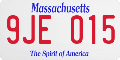 MA license plate 9JE015