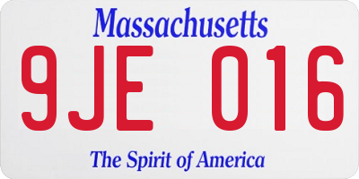 MA license plate 9JE016