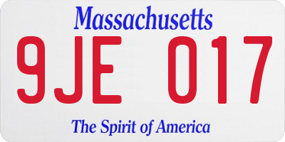 MA license plate 9JE017
