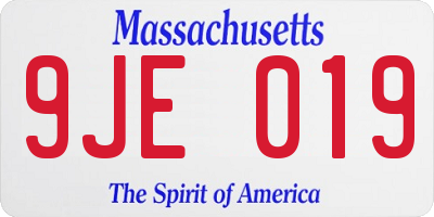 MA license plate 9JE019