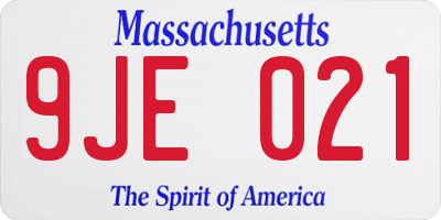 MA license plate 9JE021
