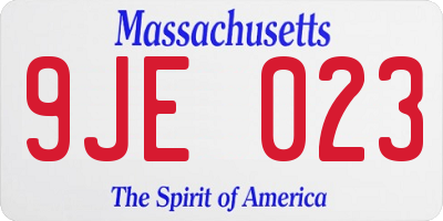 MA license plate 9JE023