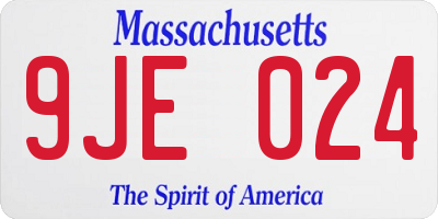 MA license plate 9JE024