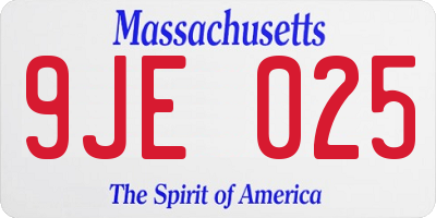 MA license plate 9JE025