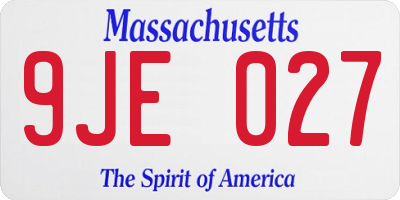 MA license plate 9JE027