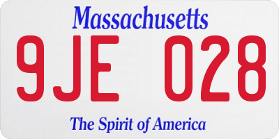 MA license plate 9JE028