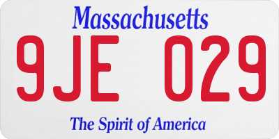 MA license plate 9JE029