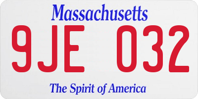 MA license plate 9JE032