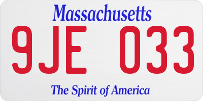 MA license plate 9JE033