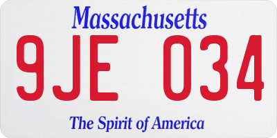 MA license plate 9JE034