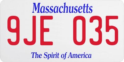 MA license plate 9JE035