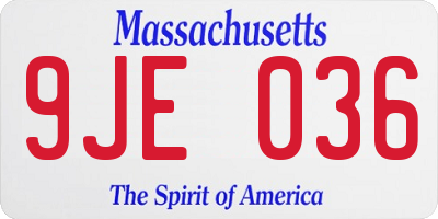 MA license plate 9JE036