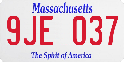 MA license plate 9JE037