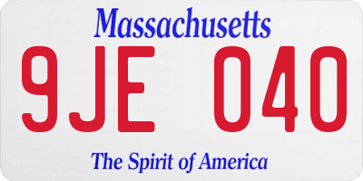 MA license plate 9JE040