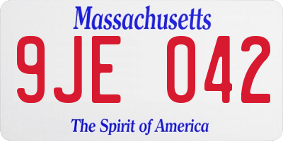 MA license plate 9JE042