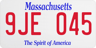 MA license plate 9JE045