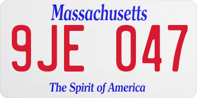 MA license plate 9JE047