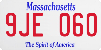 MA license plate 9JE060