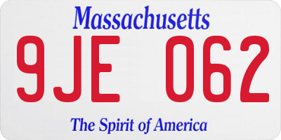 MA license plate 9JE062