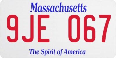 MA license plate 9JE067