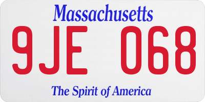 MA license plate 9JE068