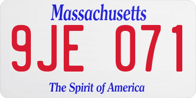MA license plate 9JE071
