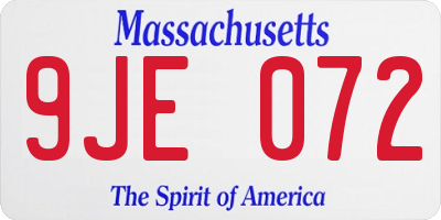 MA license plate 9JE072
