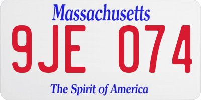 MA license plate 9JE074