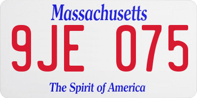 MA license plate 9JE075