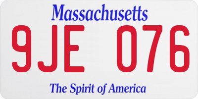 MA license plate 9JE076