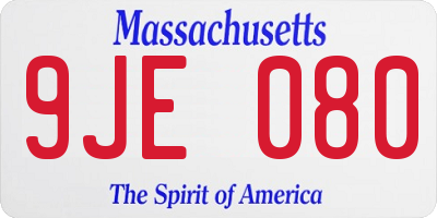 MA license plate 9JE080