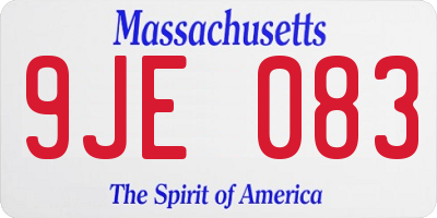 MA license plate 9JE083