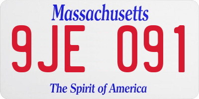MA license plate 9JE091