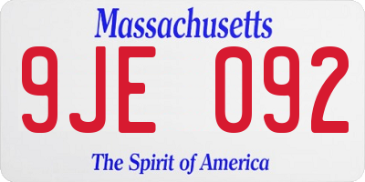 MA license plate 9JE092