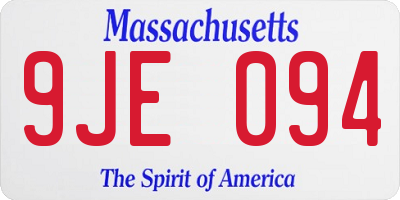 MA license plate 9JE094
