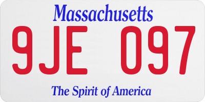 MA license plate 9JE097