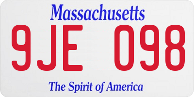 MA license plate 9JE098