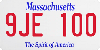 MA license plate 9JE100