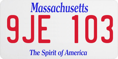 MA license plate 9JE103