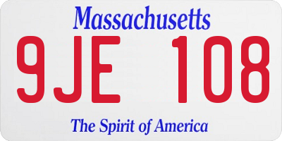 MA license plate 9JE108