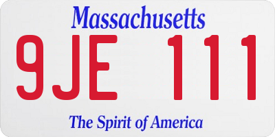 MA license plate 9JE111