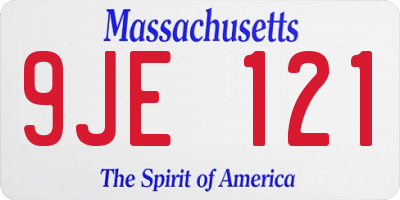 MA license plate 9JE121