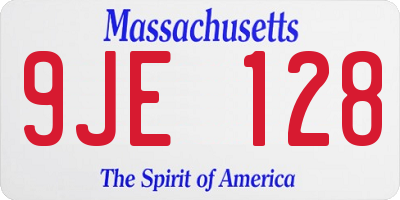 MA license plate 9JE128