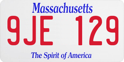 MA license plate 9JE129