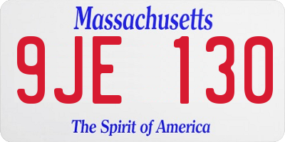 MA license plate 9JE130