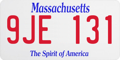 MA license plate 9JE131