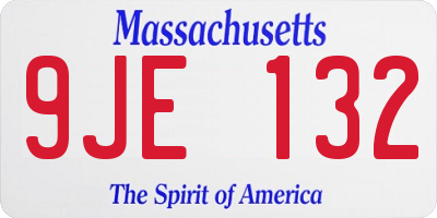 MA license plate 9JE132