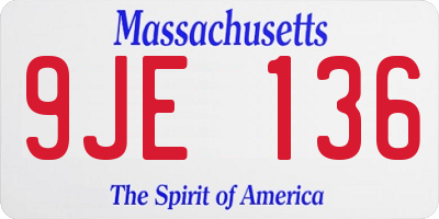 MA license plate 9JE136